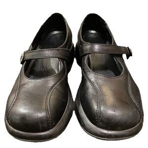 Y2K Dansko Womens Black Leather Mary Jane Shoes 38 Chunky Sole Cyberpunk Gothic
